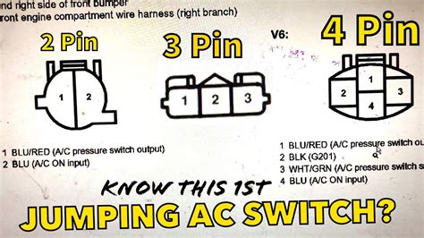 Check fuses and wiring for damage. . How to jump a 3 wire ac low pressure switch